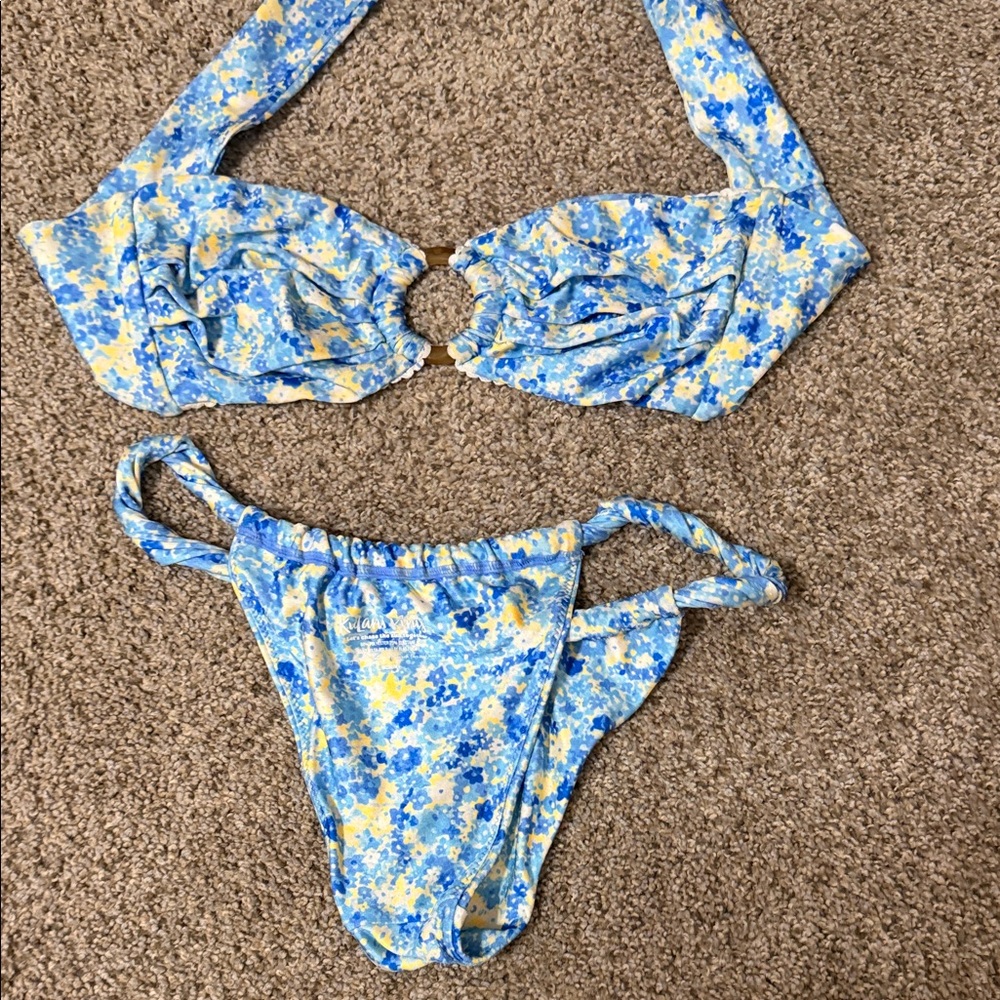 Kulani Kinis Floral Blue and Yellow Bikini Set